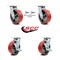 Service Caster 6 Inch Red Poly on Cast Iron Caster Set with Ball Bearings 2 Swivel Lock 2 Brake SCC-30CS620-PUB-RS-BSL-2-TLB-2 - alternate 2